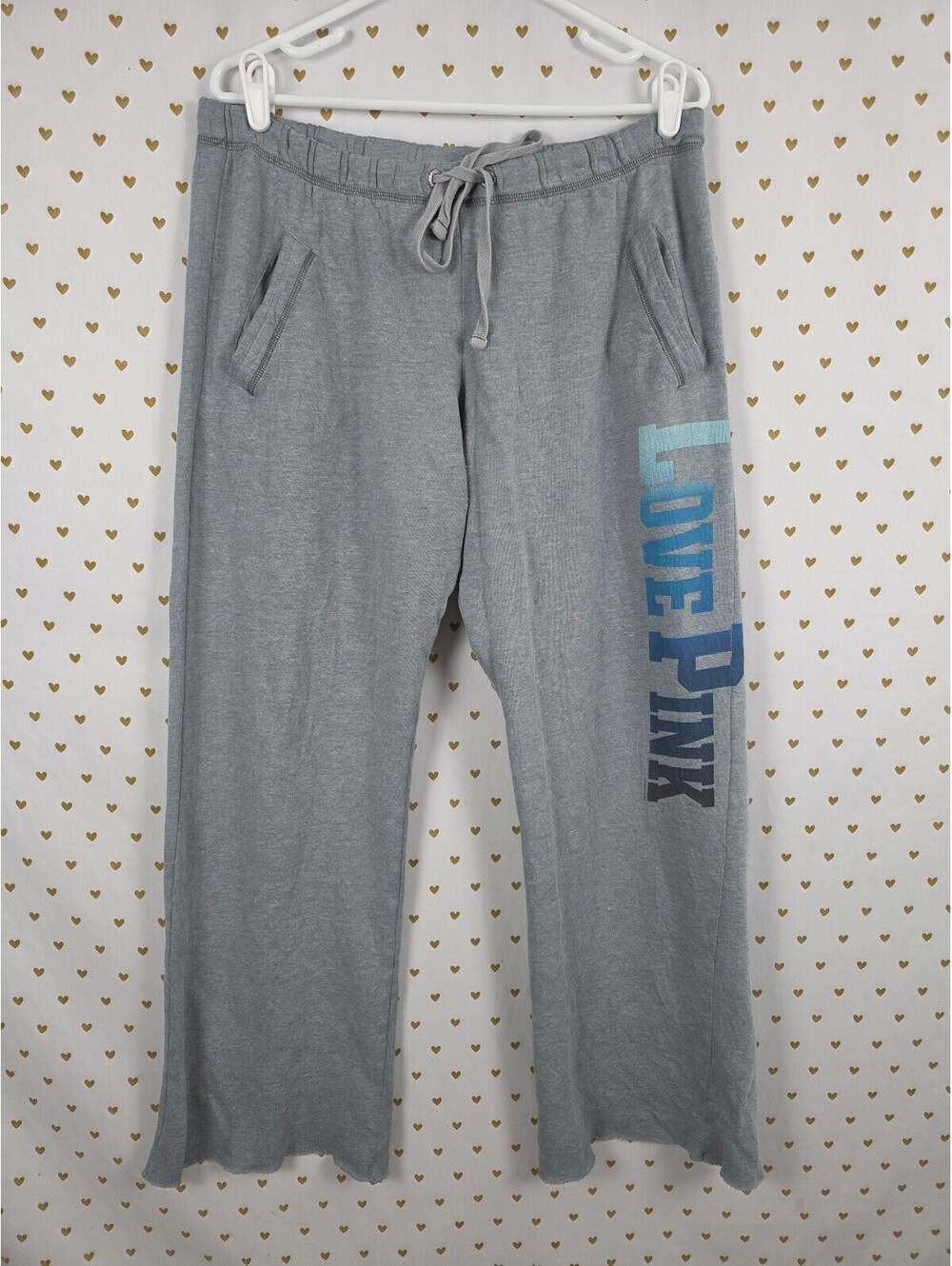 Victorias Secret PINK Diaper Butt Boyfriend Logo Sweats Flare Grey Small